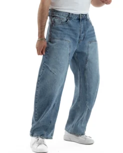 Jeans uomo balloon fit street baggy basic denim medio GIOSAL-JS1193A