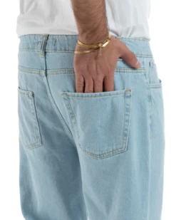 Jeans uomo cinque tasche baggy fit basic cotone denim chiaro GIOSAL-JS1187A