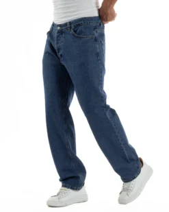 Jeans Uomo Cinque Tasche Baggy Fit Basic Denim Scuro JS1122A