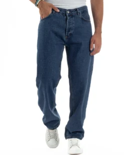 Jeans Uomo Cinque Tasche Baggy Fit Basic Denim Scuro JS1122A