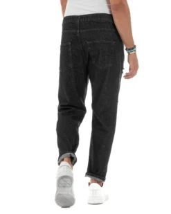 Jeans Uomo Cinque Tasche Regular Fit Rotture Basic Nero JS1125A