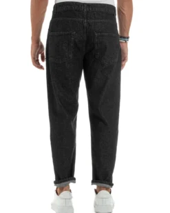 Jeans Uomo Cinque Tasche Regular Fit Rotture Basic Nero JS1125A