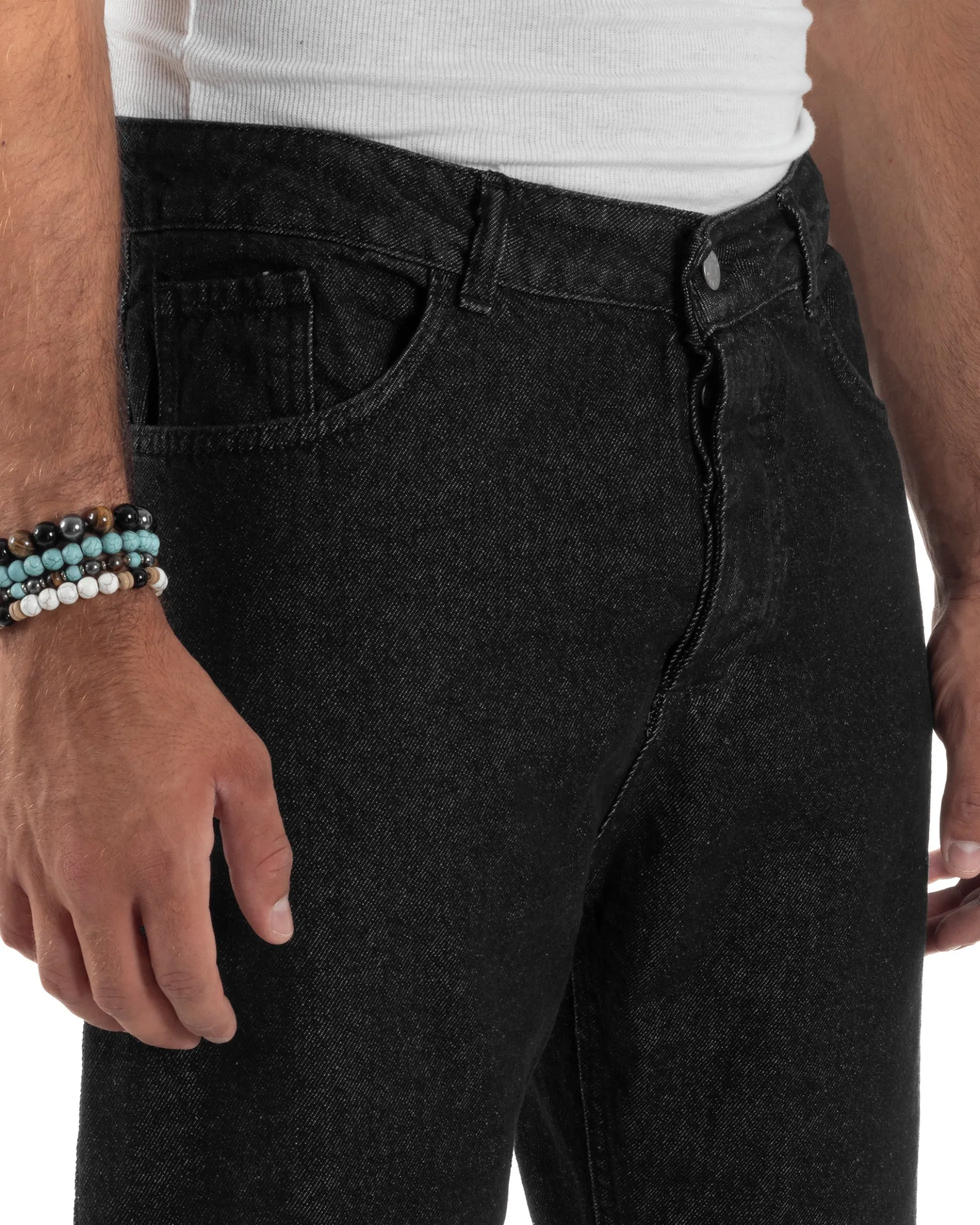 Jeans Uomo Cinque Tasche Regular Fit Basic Nero JS1127A