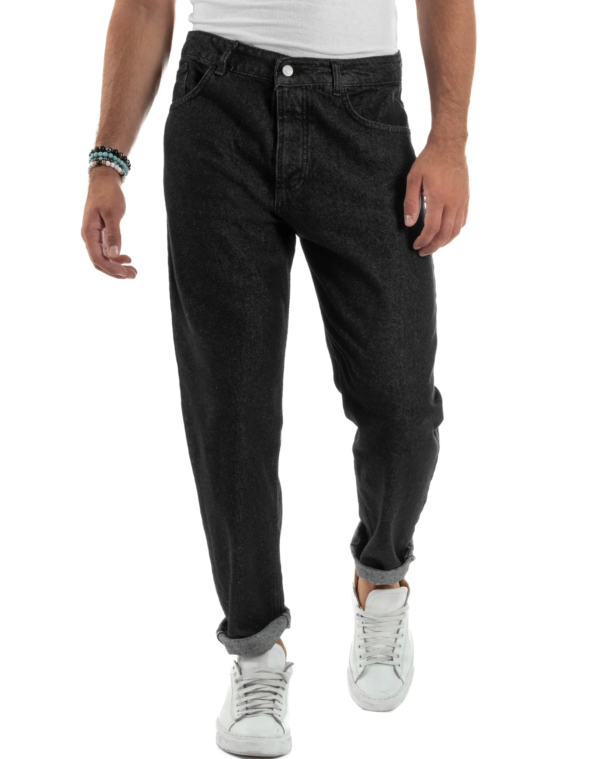 Jeans Uomo Cinque Tasche Regular Fit Basic Nero JS1127A