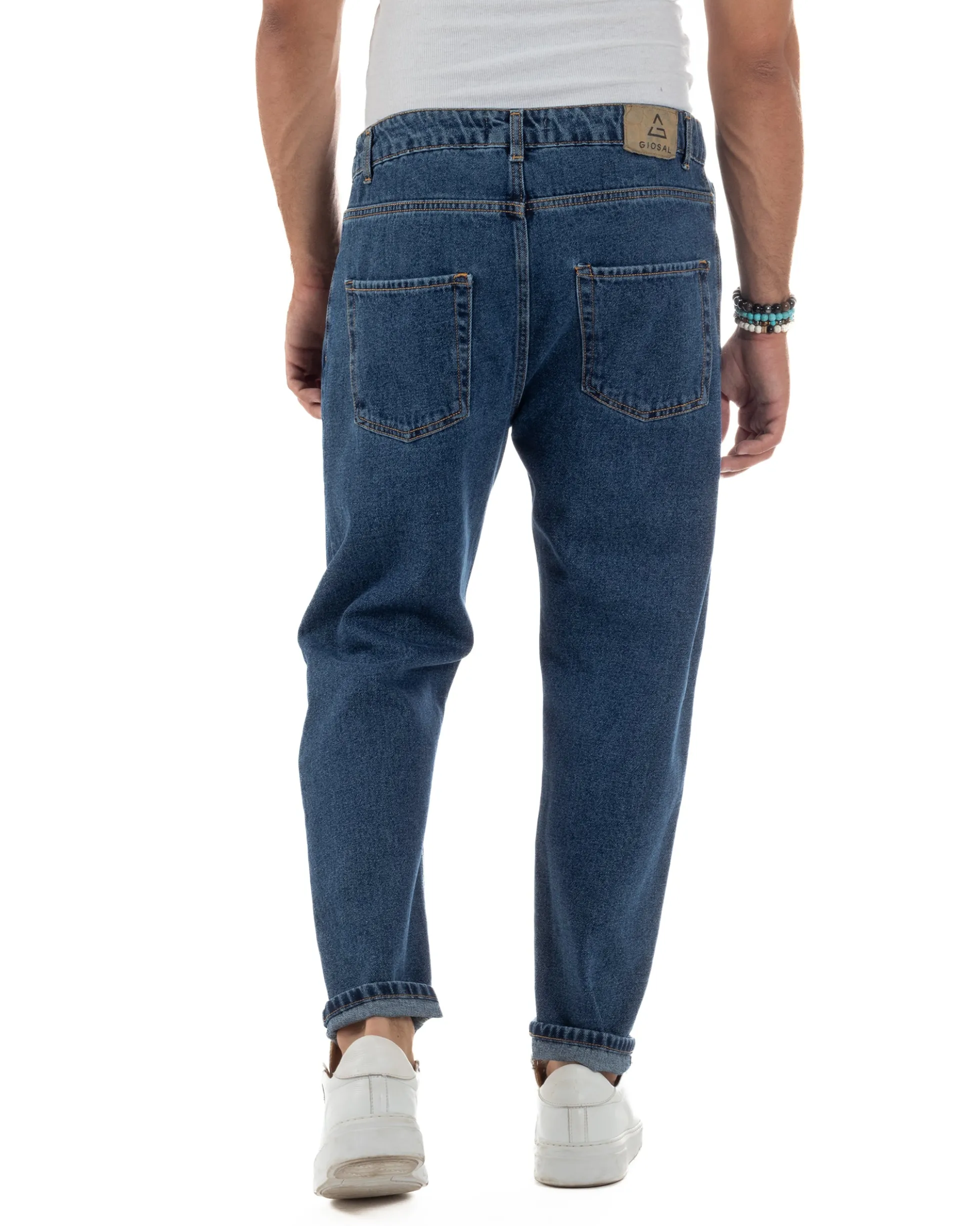 Jeans Uomo Cinque Tasche Regular Fit Rotture Basic Scuro JS1124A