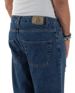 Jeans Uomo Cinque Tasche Regular Fit Rotture Basic Scuro JS1124A