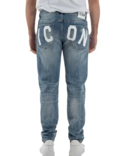 Jeans uomo cinque tasche slim fit sfumato rotture denim chiaro ICON IUD011