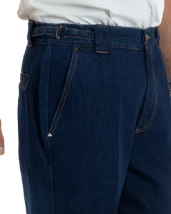 Jeans Uomo Gurkha Pants Baggy Pantaloni Fibbie Denim Scuro Berna M-252122