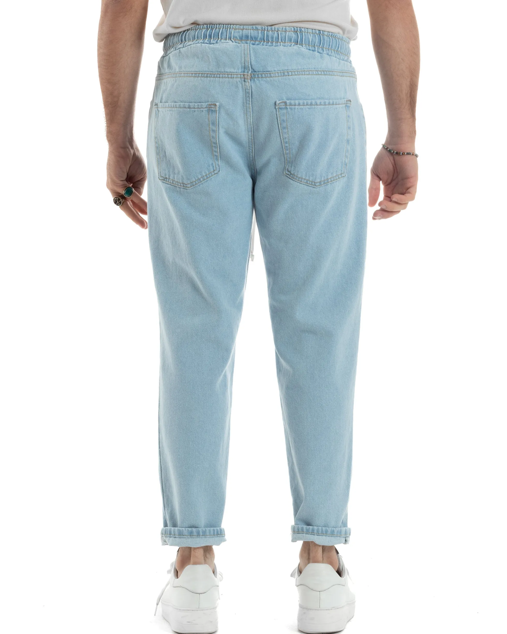 Jeans uomo jogger basic pantalaccio loose fit denim medio GIOSAL-JS1111A