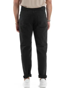 Jeans Uomo Loose Fit Pantaloni Cotone Casual Basic Nero JS1116A