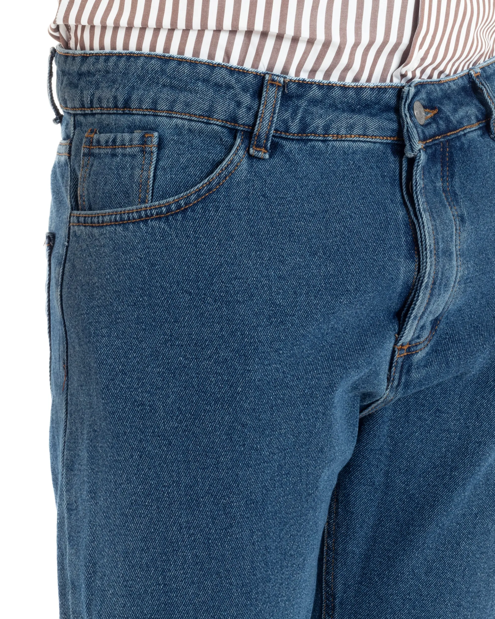 Jeans uomo pantaloni cinque tasche regular fit basic denim scuro GIOSAL-JS1075A
