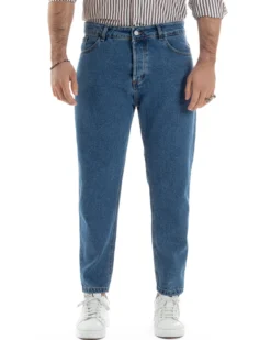 Jeans uomo pantaloni cinque tasche regular fit basic denim scuro GIOSAL-JS1075A