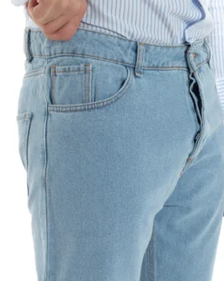 Jeans Uomo Pantaloni Cinque Tasche Regular Fit Basic Denim Medio JS1074A