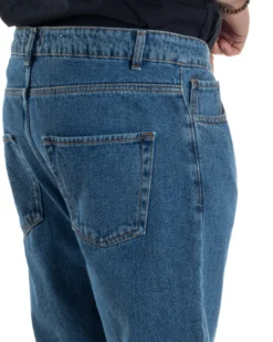 Jeans Uomo Pantaloni Regular Fit Basic Taglio Al Ginocchio Denim Scuro JS1101A
