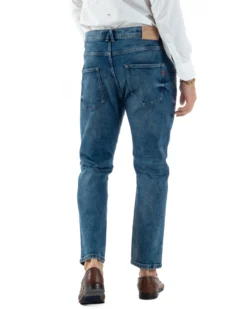 Jeans Uomo Pantaloni Slim Fit Basic Denim Scuro Blu Over-D OC1F2W5D16