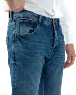Jeans Uomo Pantaloni Slim Fit Basic Denim Scuro Blu Over-D OC1F2W5D16