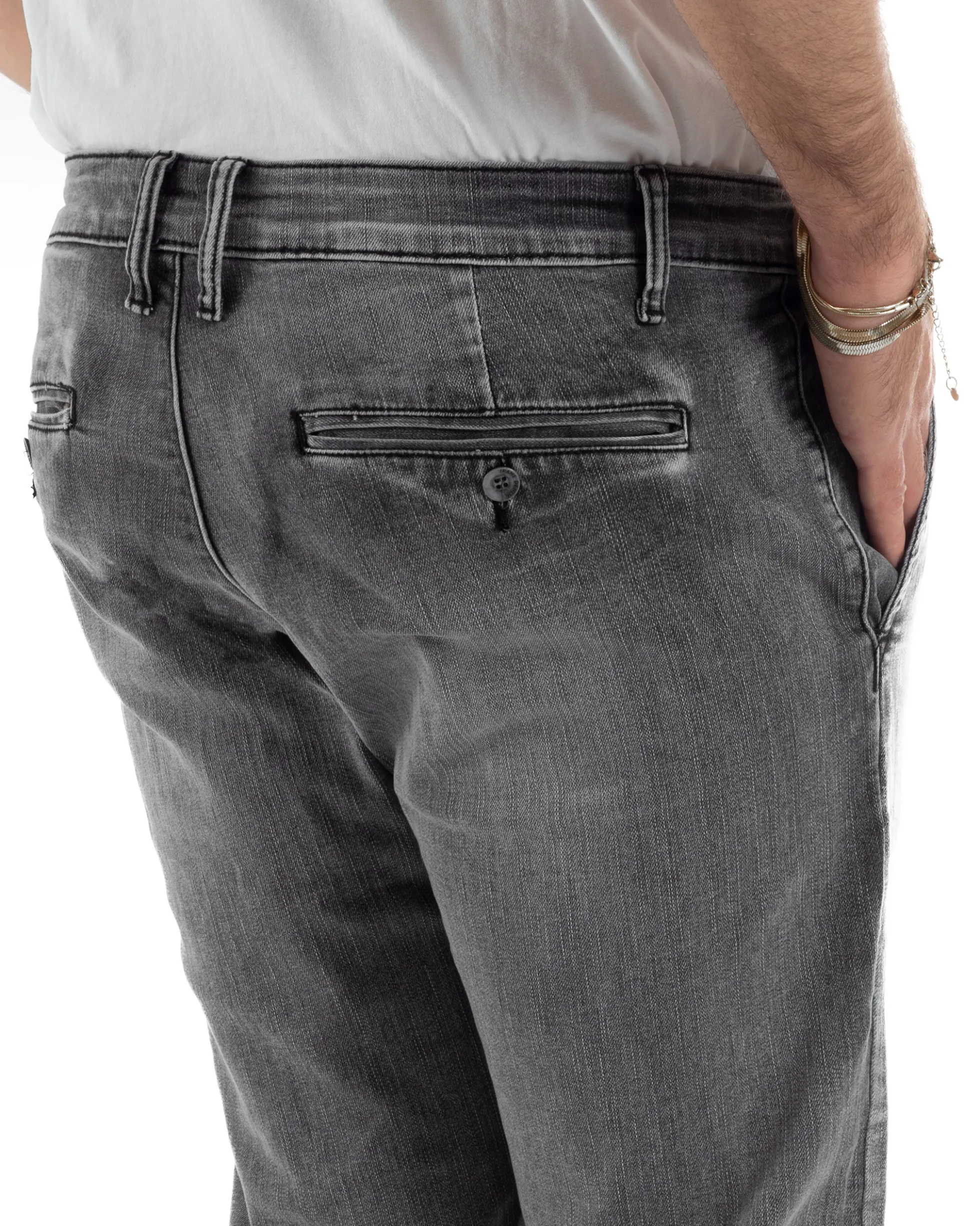 Jeans uomo pantaloni tasche america slim fit basic denim grigio GIOSAL-JS1190A