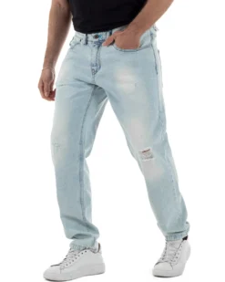 Jeans uomo regular fit rotture denim chiaro BERNA M-261003