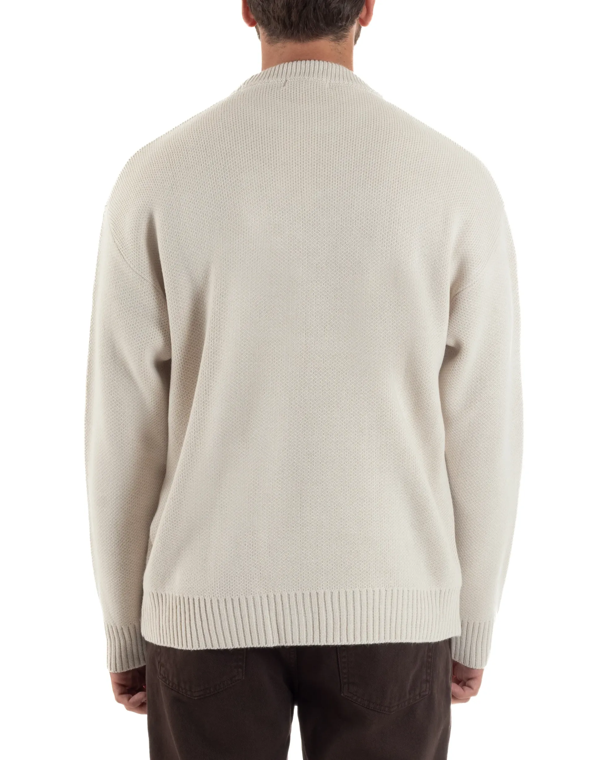 Maglia Uomo Girocollo Lana Relaxed Fit Beige M3018A