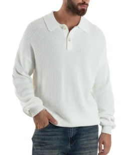 Maglia Uomo Polo Maglioncino Con Colletto Bianco M3014A