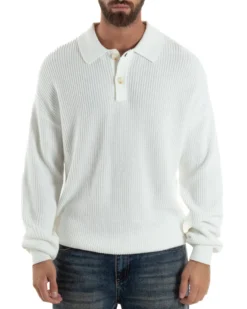 Maglia Uomo Polo Maglioncino Con Colletto Bianco M3014A