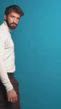 Maglioncino Uomo Collo Alto Maglia Rasata Dolcevita Basic Nero M2538A