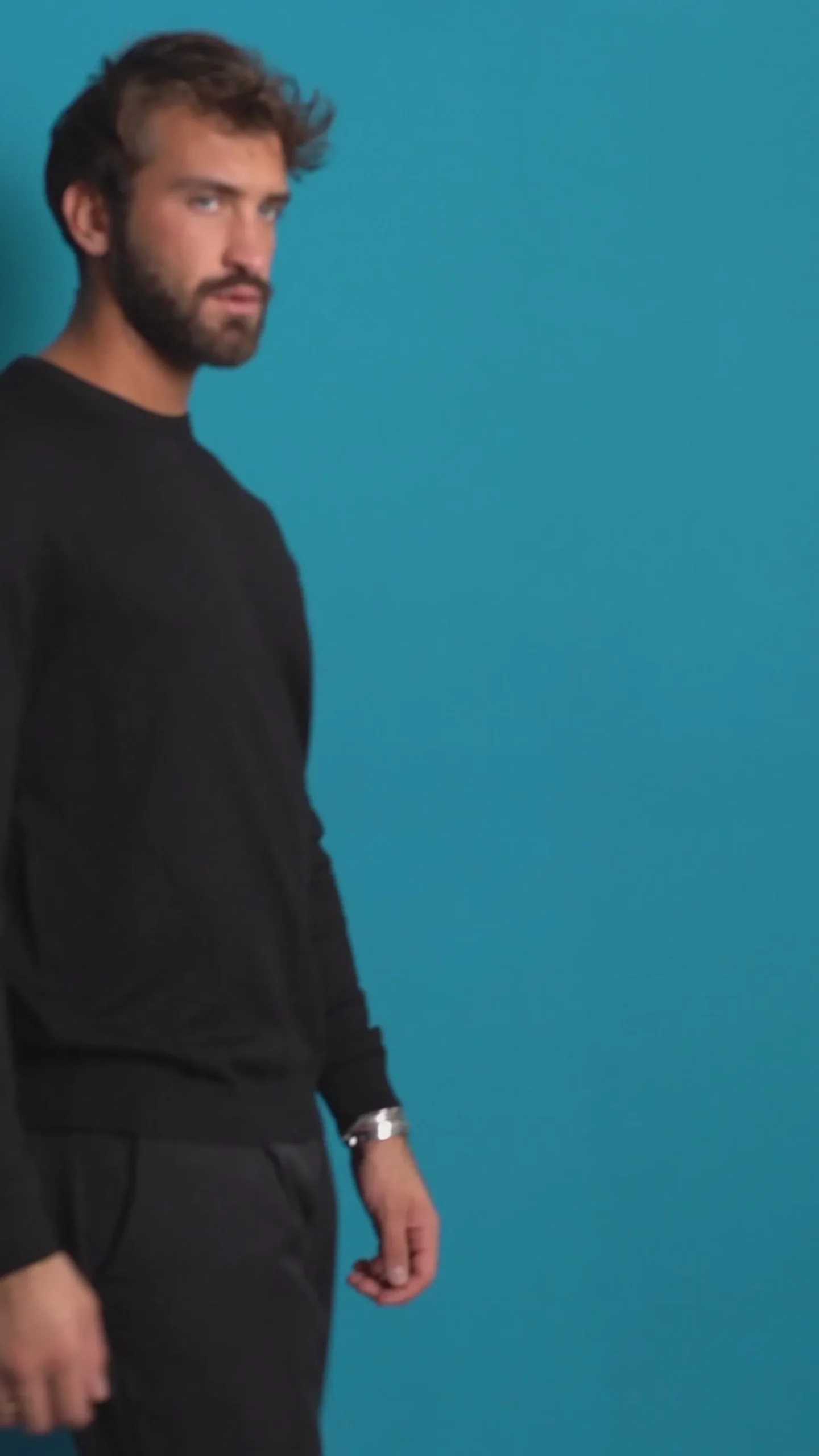 Maglioncino Uomo Girocollo Maglia Rasata Basic Nero M2508A