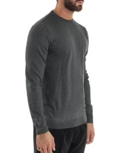 Maglioncino Uomo Girocollo Maglia Rasata Basic Grigio Scuro M2500A