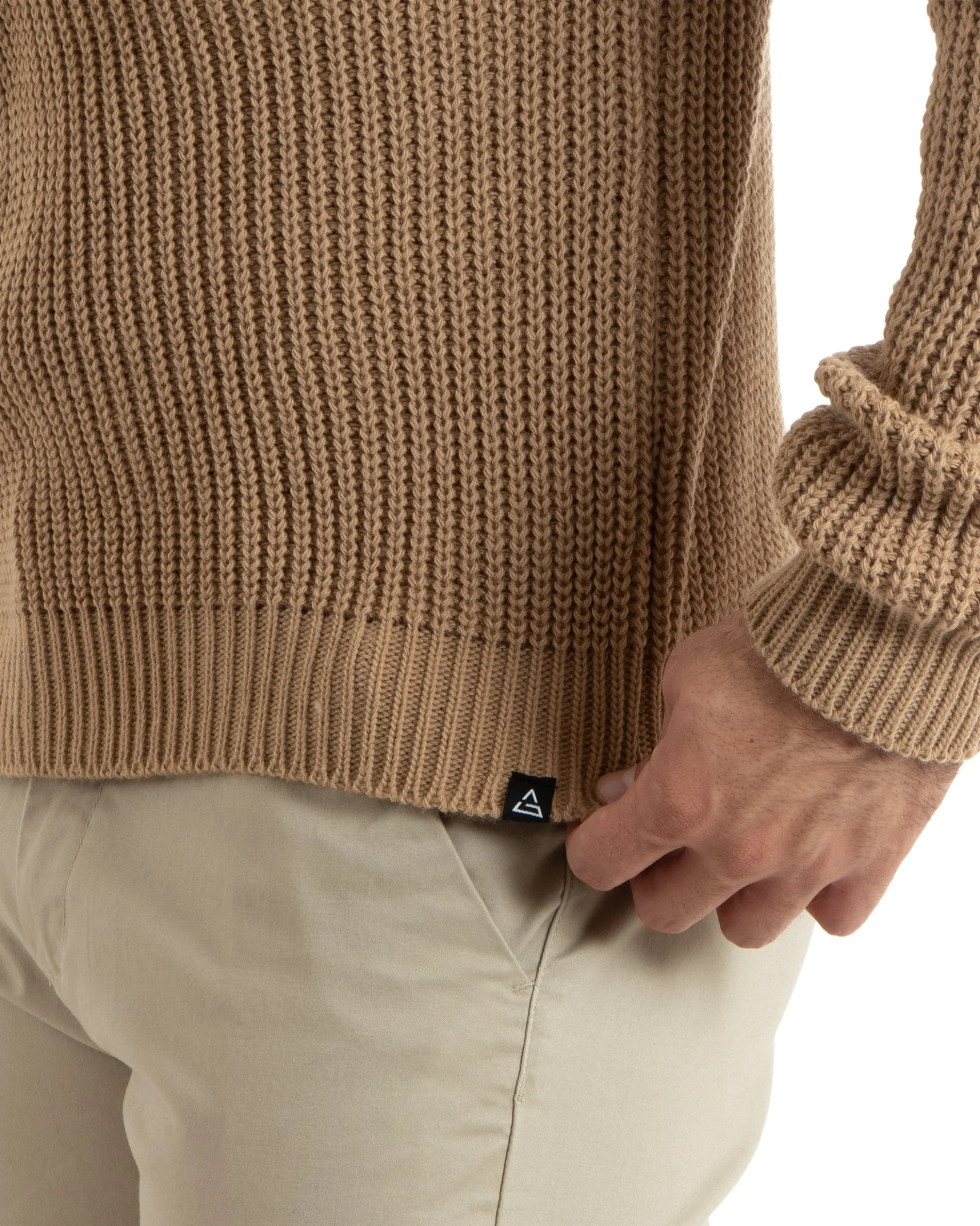 Maglioncino Uomo Girocollo Maglia Inglese Basic Camel M2756A