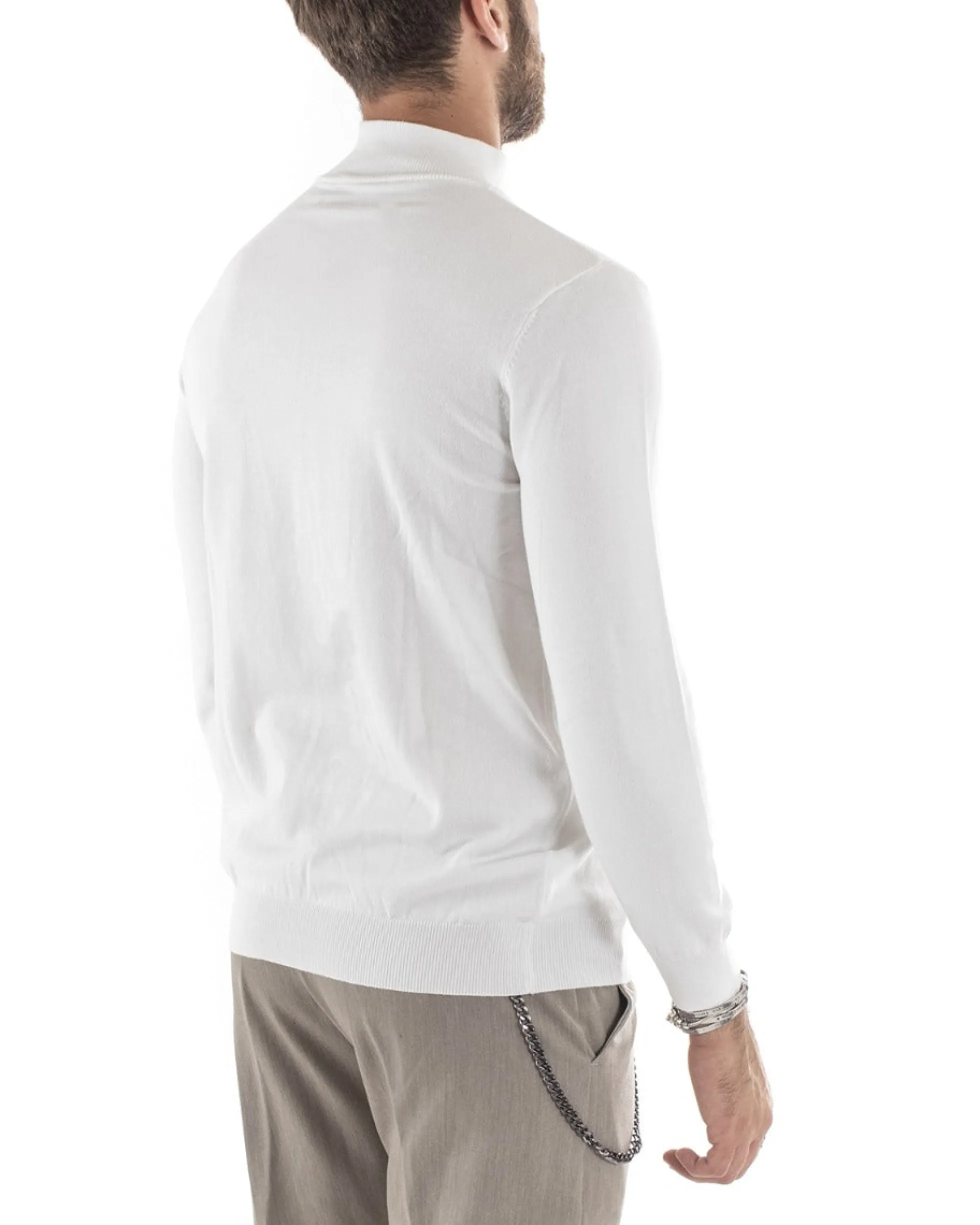 Maglioncino Uomo Maglia Mezzo Collo Sottogiacca Bianco M2569A