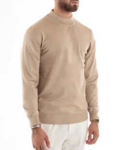 Maglioncino Uomo Maglia Mezzo Collo Sottogiacca Beige M2560A