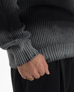 Maglione Uomo Girocollo Rotture Oversize Sfumato Nero M3046A
