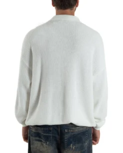 Maglione Uomo Polo Con Zip Maglia Inglese Con Colletto Bianco M3024A