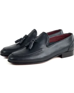 Mocassini College Uomo Con Nappine Scarpe Classiche Ecopelle Morbida Eleganti Cerimonia Suola Di Cuoio Con Ovalino Antiscivolo Casual Blu GIOSAL-S1281A