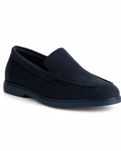 Mocassini college uomo scarpe camoscio eleganti cerimonia suola di gomma blu scuro GIOSAL-S1320A