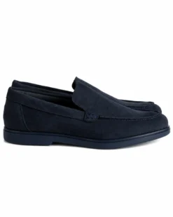 Mocassini college uomo scarpe camoscio eleganti cerimonia suola di gomma blu scuro GIOSAL-S1320A