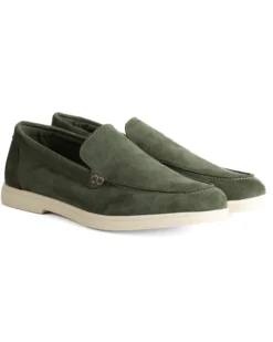 Mocassini college uomo scarpe camoscio eleganti cerimonia suola di gomma verde GIOSAL-S1318A