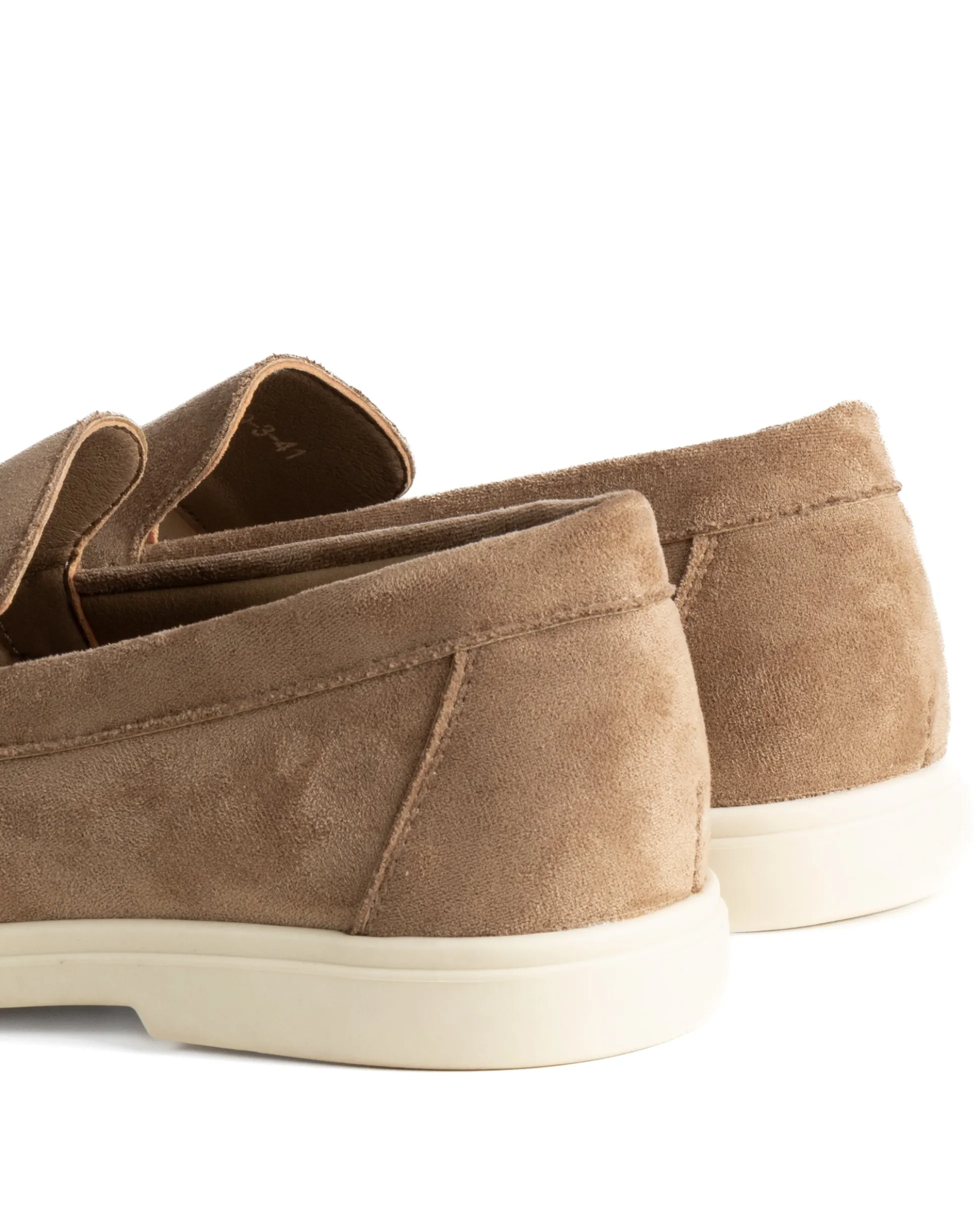 Mocassini college uomo scarpe camoscio eleganti cerimonia suola di gomma beige GIOSAL-S1312A