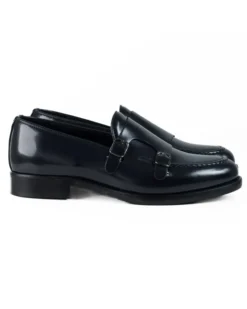 Mocassini Doppia Fibbia Uomo Scarpe Ecopelle Abrasivate Lucide Eleganti Cerimonia Suola Di Cuoio Casual Blu GIOSAL-S1263A