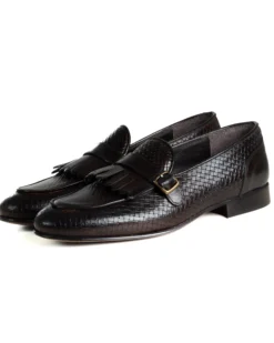 Mocassini Uomo Con Fibbia Frangia Scarpe Ecopelle Eleganti Pelle Vitello Intrecciata Cerimonia Suola Di Cuoio Con Ovalino Antiscivolo Casual Marrone GIOSAL-S1289A