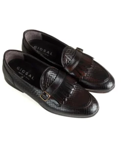 Mocassini Uomo Con Fibbia Frangia Scarpe Ecopelle Eleganti Pelle Vitello Intrecciata Cerimonia Suola Di Cuoio Con Ovalino Antiscivolo Casual Marrone GIOSAL-S1289A
