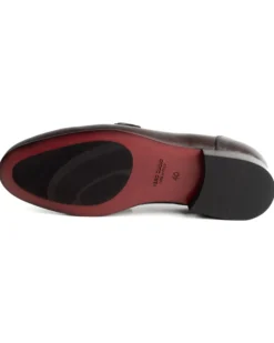 Mocassini uomo con fibbia frangia borchie scarpe copelle eleganti pelle vitello cerimonia suola di cuoio con ovalino antiscivolo casual marrone GIOSAL-S1271A