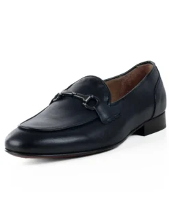 Mocassini Uomo Con Fibbie Morsetto Scarpe Ecopelle Eleganti Pelle Vitello Cerimonia Suola Di Cuoio Con Ovalino Antiscivolo Casual Blu GIOSAL-S1270A