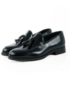 Mocassini Uomo Con Nappine Scarpe Ecopelle Abrasivate Lucide Eleganti Cerimonia Suola Di Cuoio Casual Blu GIOSAL-S1266A