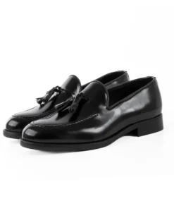 Mocassini Uomo Con Nappine Scarpe Ecopelle Abrasivate Eleganti Cerimonia Suola Di Cuoio Casual Nero GIOSAL-S1265A