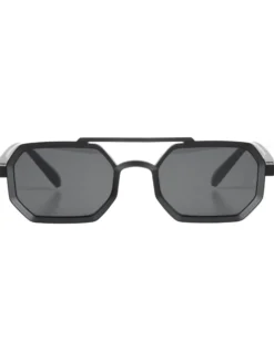 Occhiali da sole uomo unisex ottagonale doppio ponte lenti fumè nero GIOSAL-OC1101A