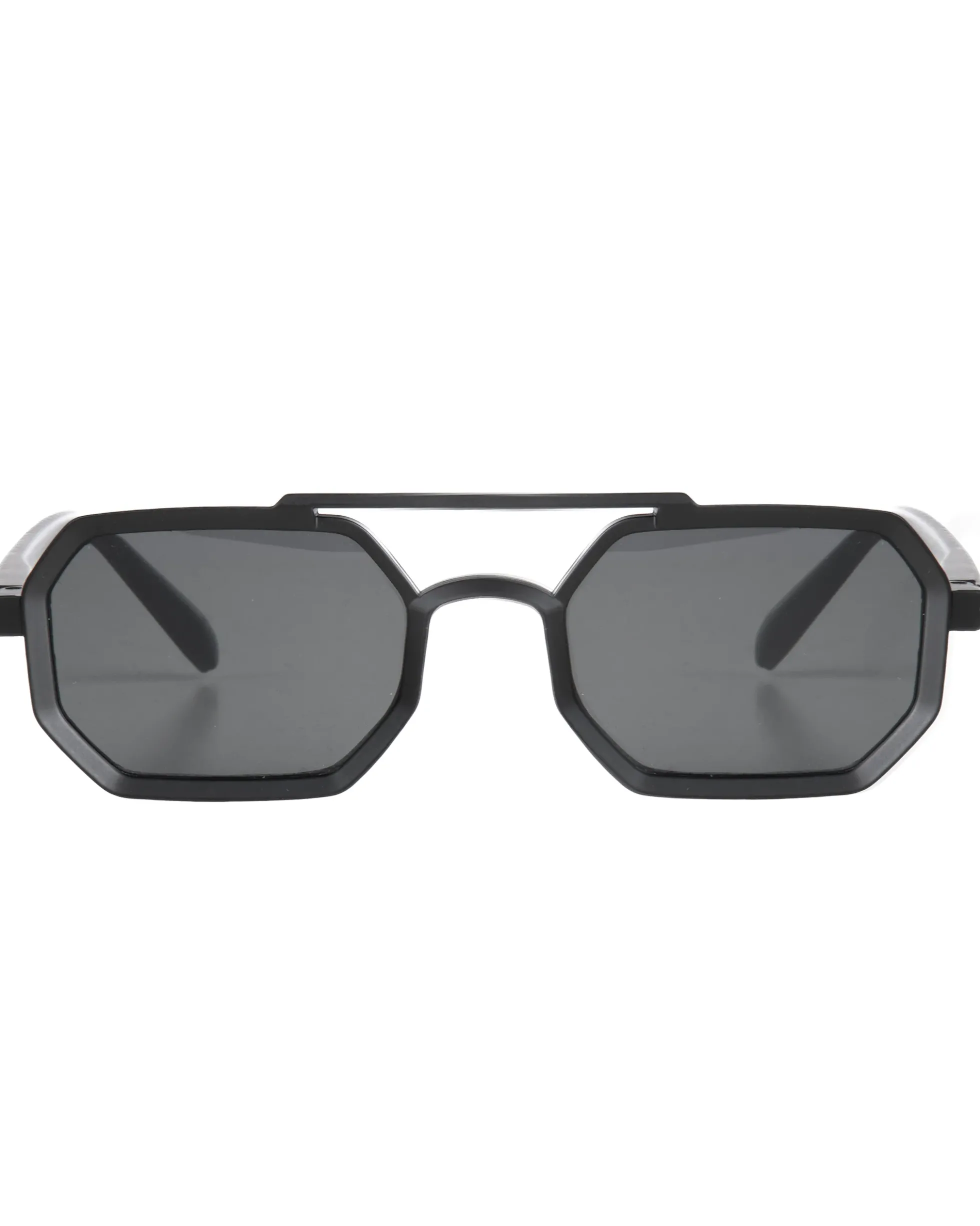 Occhiali da sole uomo unisex ottagonale doppio ponte lenti fumè nero GIOSAL-OC1101A