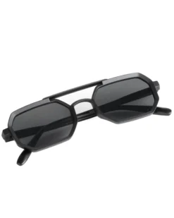 Occhiali da sole uomo unisex ottagonale doppio ponte lenti fumè nero GIOSAL-OC1101A