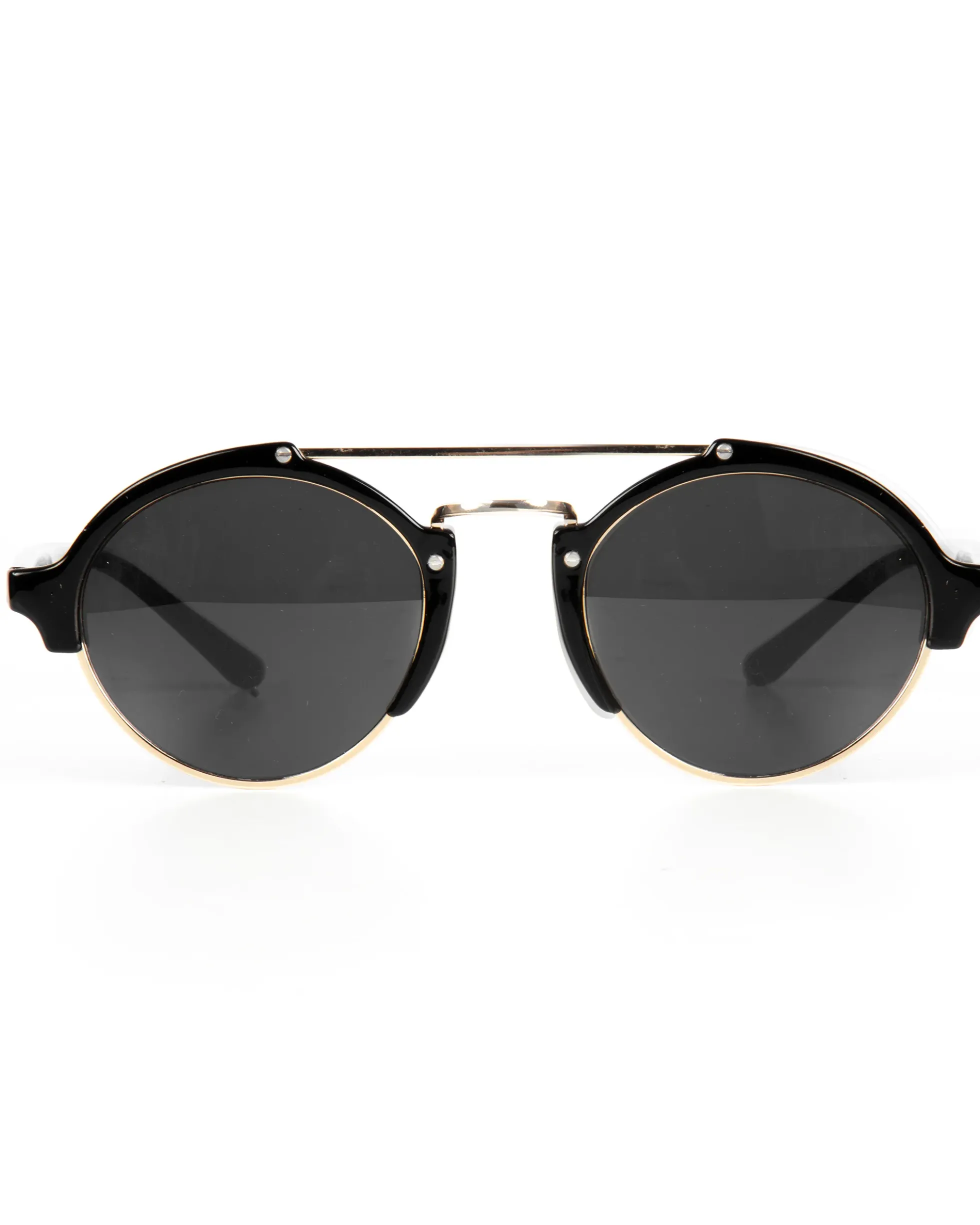 Occhiali da sole uomo unisex rotondi con ponte metallico vintage nero oro GIOSAL-OC1099A