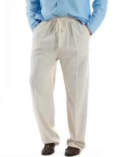 Pantalaccio lino uomo baggy fit morbido comodo beige P6305A